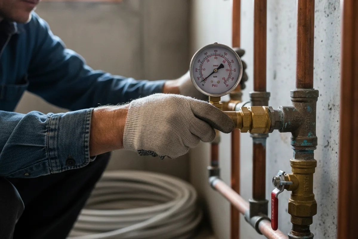 Pressure testing a repaired line during Water Line Repair in Medway